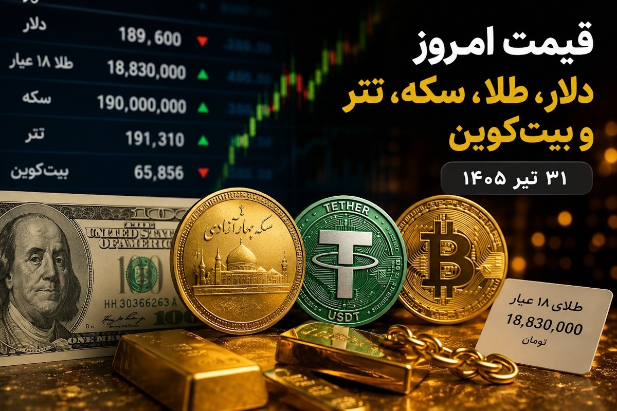 قیمت طلا، سکه، دلار و بیتکوین امروز ۳۱ تیر ۱۴۰۵ | آخرین نرخ ارز و رمزارزها