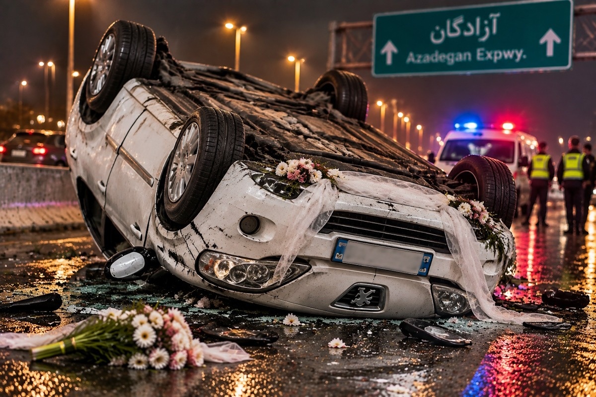 ماشین عروس پس از مراسم عروسی واژگون شد؛ مرگ عروس جوان در بیمارستان